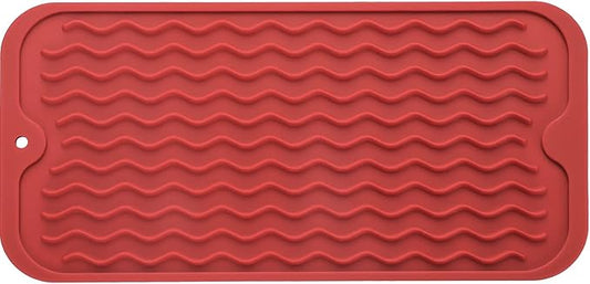 MicoYang Silicone Dish Drying Mat for Multiple Usage,Easy clean,Eco-friendly,Heat-resistant Silicone Mat for Kitchen Counter or Sink,Refrigerator or Drawer Liner Red S 12 inches x 6 inches