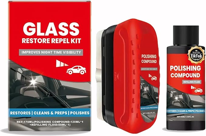 2025 New Car Windshield Cleaner Tool - Automotive Oil Film Remover Brush for Windows & Glass, Anti-Fog Rain Repellent Cleaner - Interior & Exterior Windshield Glass Cleaning Board