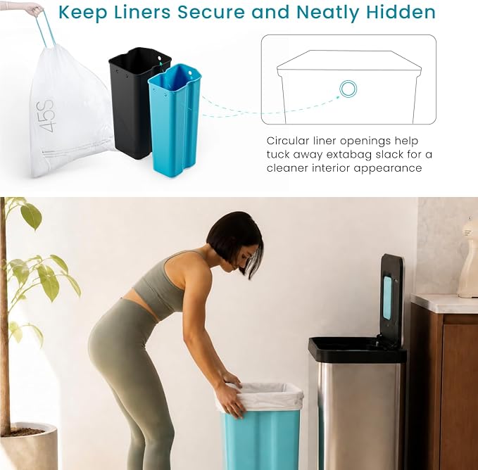 Home Zone Living 19 Gallon Kitchen Trash Can with Dual Compartments | Stainless Steel with CleanAura Odor Control, Soft-Close Step Pedal Lid and Recycling Flap for Quick Disposal, Silver