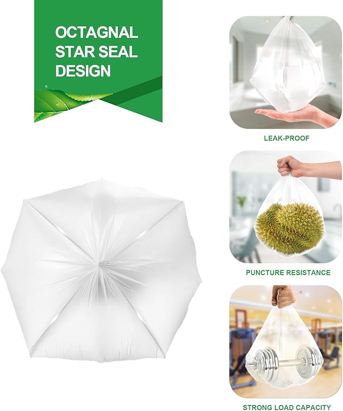 FORID Clear Small Trash Bags, 2.6 Gallon Garbage Bags, Wastebasket Bin Liners 330 Count Plastic Trash Bags for Bathroom Bedroom Office Garbage Can 10 Liters - Durable & Thick Trash Bag
