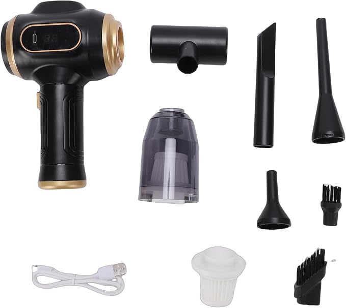 Portable Electric Air Duster, Cordless Mini Air Blower, Rechargeable Handheld Car Dust Vacuum Cleaner Multi Nozzles for Keyboard, PC, Car, Home, Outdoor Cleaning
