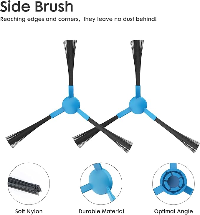 Replacement Parts for Extravis V5/V5 Pro Robot Vacuum, 4 Side Brushes, 4 Mop Cloth Pads, 4 Vacuum Dust Bags, 4 Hepa Filters