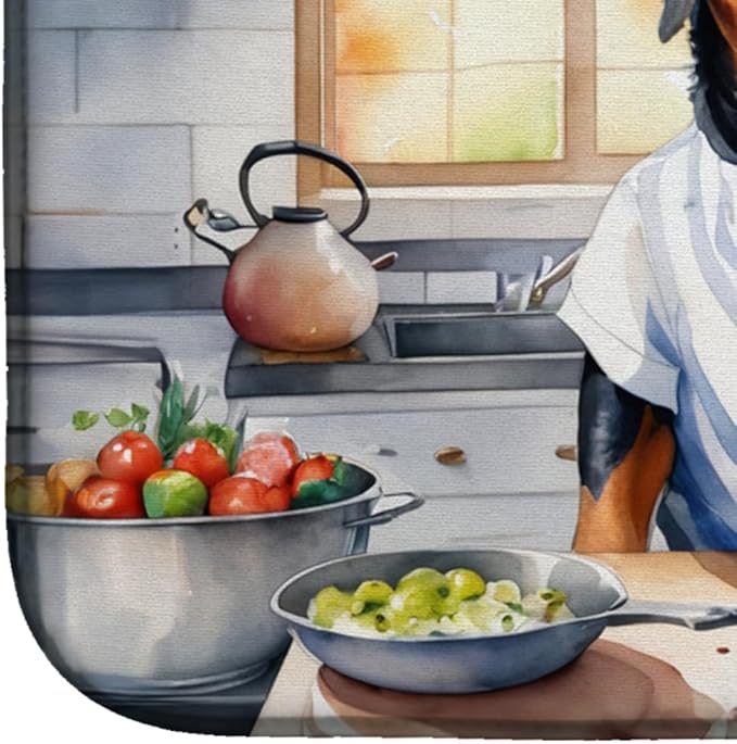 Caroline's Treasures DAC6262DDM Greater Swiss Mountain Dog The Chef Dish Drying Mat Absorbent Dish Drying Mat Pad for Kitchen Counter Dish Drainer Mat for Countertop, 14 x 21", Multicolor