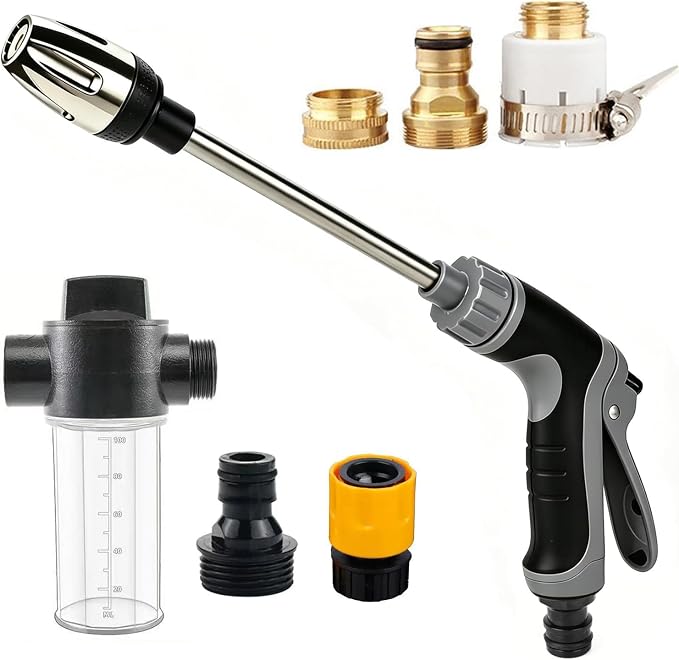 High Pressure Hose Nozzle – Turn Any Hose into Pressure Washer, 2026 Heavy Duty Garden Hose Spray Nozzle, 3 Spray Modes,Multi-Function Water Jet Sprayer for Car Wash,Garden,Lawn & Patio Cleaning