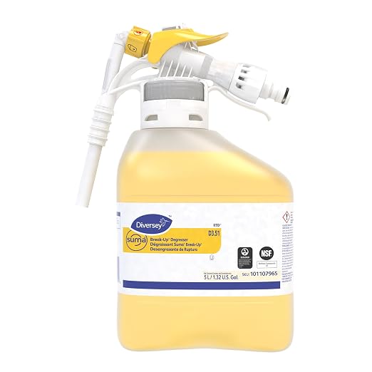 Diversey 101107965 SUMA Break-Up Degreaser D3.51, Heavy Duty Commercial Kitchen Liquid Cleaner NSF Certified for Restaurant Surfaces, Ready-to-Dispense (RTD) Concentrate, 5-Liter