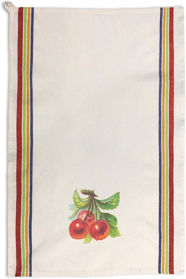 Custom Decor Kitchen Towels Cherry A Food & Beverage Fruit Food & Beverage Fruit Cleaning Supplies Dish Towels Multi Stripe Design Only