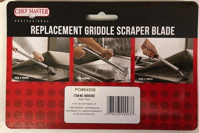 Replacement Blade for Chef Master Griddle Scraper - 5 1/2" Wide x 1.2mm Thick Stainless Steel Reversible Blade - Fits to Most Scrapers - Double Beveled Edge for Chrome Griddles - by FryOilSaver Co.