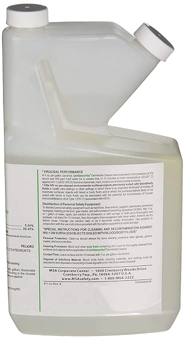 MSA 10009971 Confidence Plus 2 - Liquid Germicidal Cleaner, Makes up to 32 Oz of Sanitizer, Effective Against Viruses & Bacteria, Disinfects PPE & Respiratory Equipment, Quaternary Ammonium Base