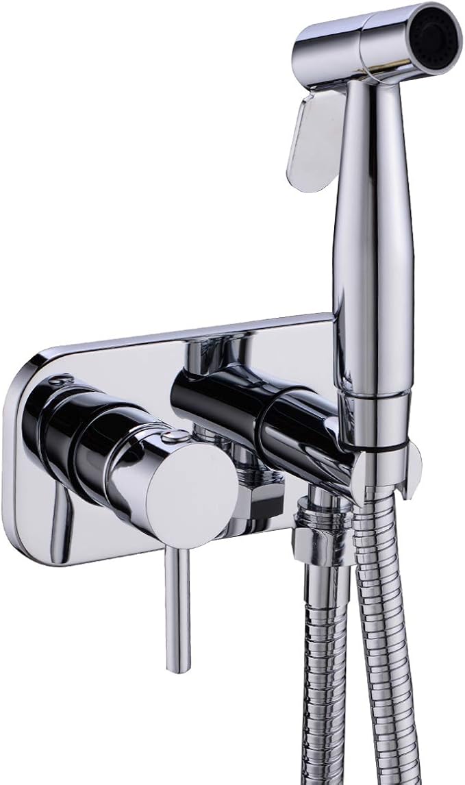 TRUSTMI Toilet Concealed Hot and Cold Bidet Spray Set, Brass Hand Held Warm Water Sprayer Shattaf,Chrome
