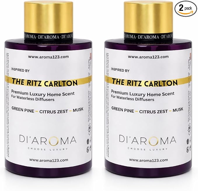 Di’Aroma The Ritz Carlton Aroma Oil Blend Plastic Purple Bottle 120ml Pack of 2, Resort Collection, Diffuser Aroma Oil Blends, Waterless Diffuser, Made in USA (Pack of Two 120ml)