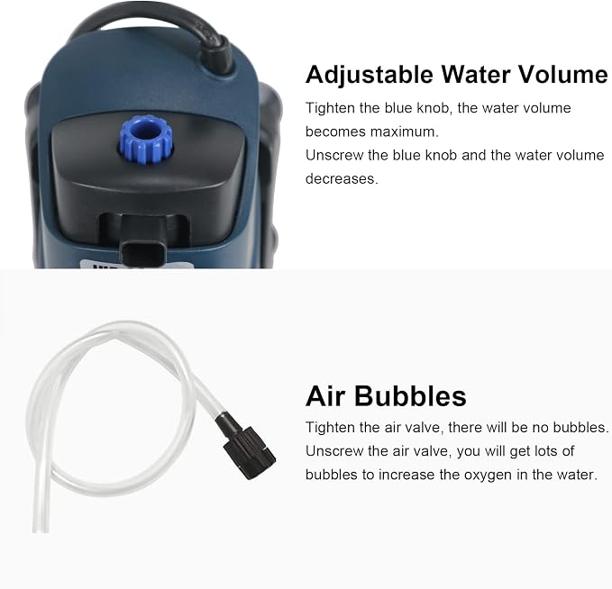 COOSPIDER Aquarium Filter with 5W U-V Light JUP-02 132GPH for 20-60 Gallon | Submersible Fish Tank Filter with 5W Water Pump for Green Clean, Turtle Tank, Oxygen Supply, Deodorization, Water Cycle