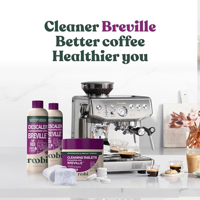 Roobi Breville Compatible Cleaning & Descaling Kit. Specially Formulated to Clean & Descale your Breville Espresso Machine. 1 Year Supply.