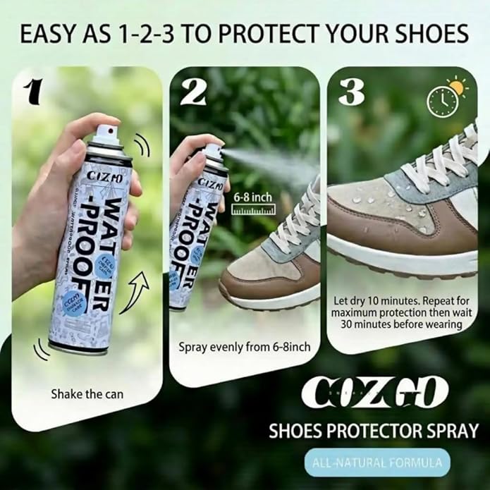 COZGO Protect Shoe Protector Spray, Rain & Stain Waterproof Shoe Spray, Nano Protection for Sneaker, Suede, Leather,10.15FlOz