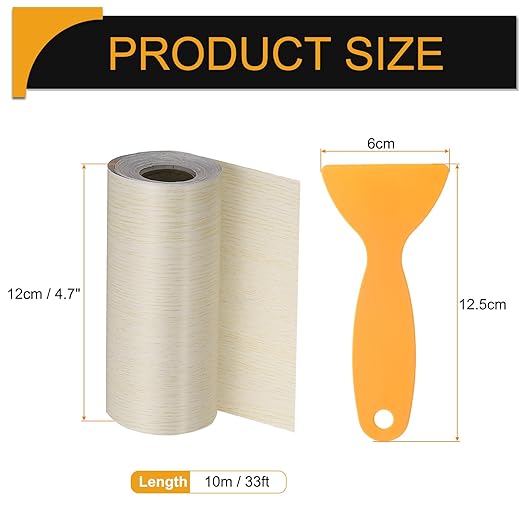 HARFINGTON Wood Grain Repair Tape 4.7 Inch x 33ft Self Adhesive Repair Patch Tape Simulated Wooden Floor Tapes with Plastic Scraper for Tables Doors Windows Furniture, White Oak