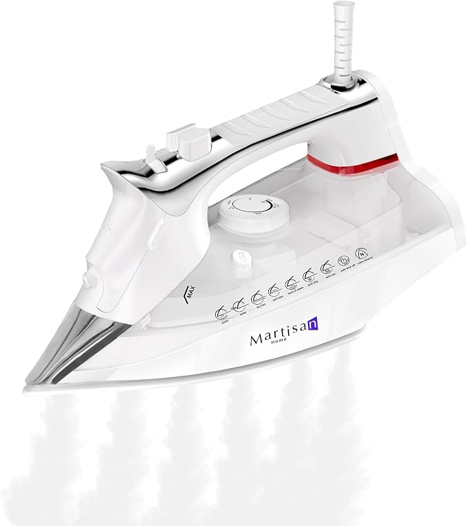 Martisan Steam Iron for clothes, 1800W, Nano Ceramic Soleplate, Dynamic Steam Burst, Precise Thermostat for All Fabrics, Auto-off, Fast Heating, Self-Clean, 4-in-1 Iron, Anti-Drip, Anti-Calc, White