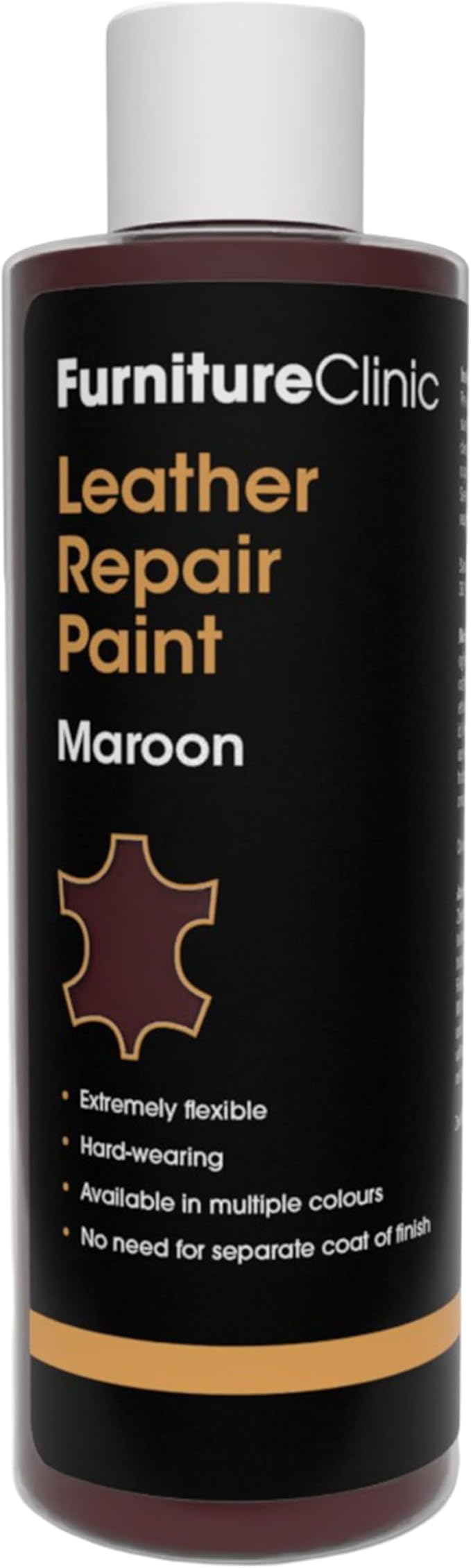 Furniture Clinic Leather Repair Paint | 2-in-1 Seal and Color | Use on Scratches, Tears, and Holes in Car Seats, Furniture | Quick and Easy Leather Repair Kit for Furniture (Maroon, 250ml / 8.5oz)
