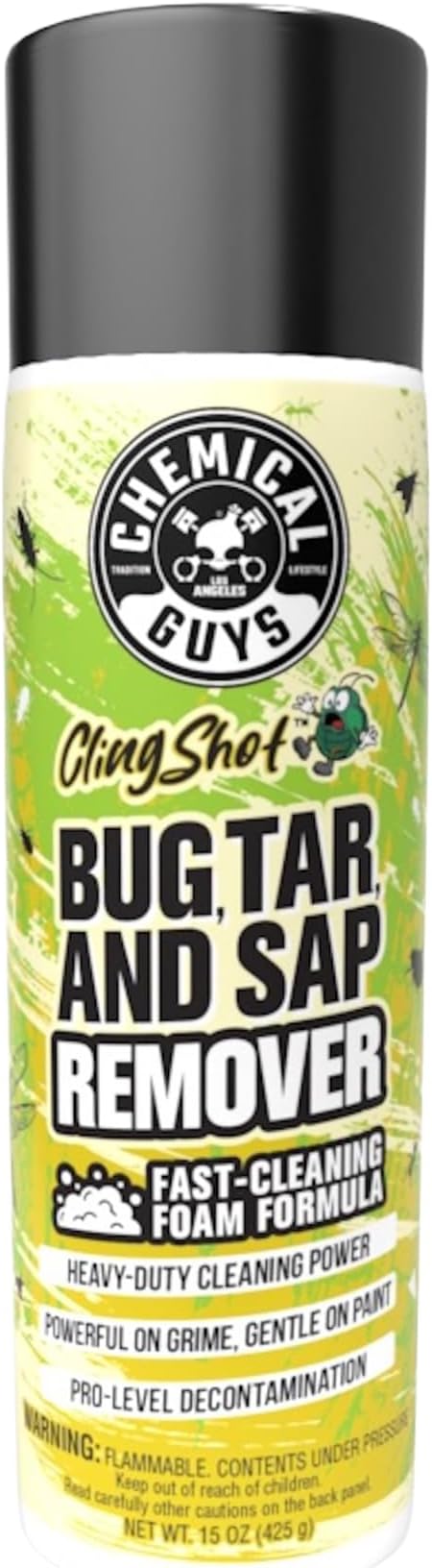 Chemical Guys Bug, Sap & Tar Remover, Fast Acting Pre Wash Cleaner For Cars, Trucks & SUVs, Removes Stuck On Residue, Road Film, Bug Splatter, Tree Sap, Grime, Spray 15 Fl Oz