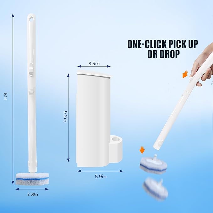 2 Pack Disposable Toilet Brush Set with 60 Refills, Wall-mounted Toilet Bowl Wand Kit-2 Extend Toliet Wand, 2 Storage Holder&60 Disposable Refill Pre-Filled Cleaning Solution for Deep Cleaning Toilet.