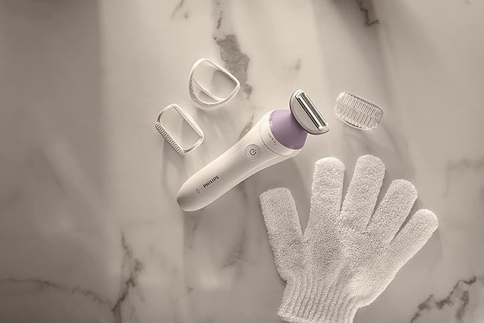 Philips Beauty Lady Electric Shaver Series 6000, Cordless with 4 Accessories, BRL136/00, White
