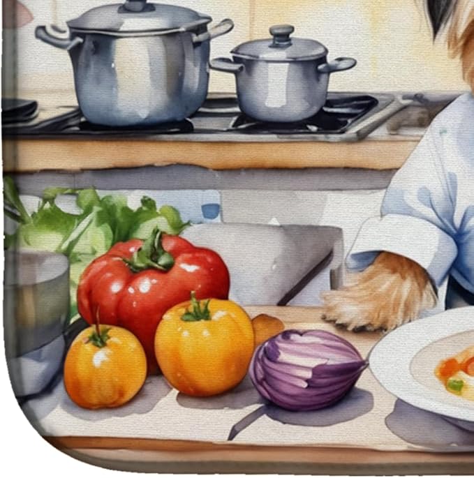 Caroline's Treasures DAC6282DDM Lhasa Apso The Chef Dish Drying Mat Absorbent Dish Drying Mat Pad for Kitchen Counter Dish Drainer Mat for Countertop, 14 x 21", Multicolor