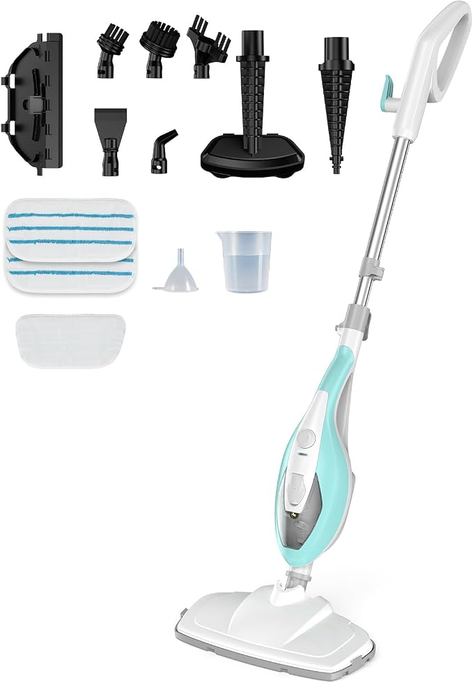 14-in-1 Steam Mop, 1550W Detachable Handheld Steam Cleaner for Floor Cleaning, 16.4 FT Cord, 2 Washable Pads, Multi-Purpose Floor Steamer for Hardwood, Carpet, Tile, Grout