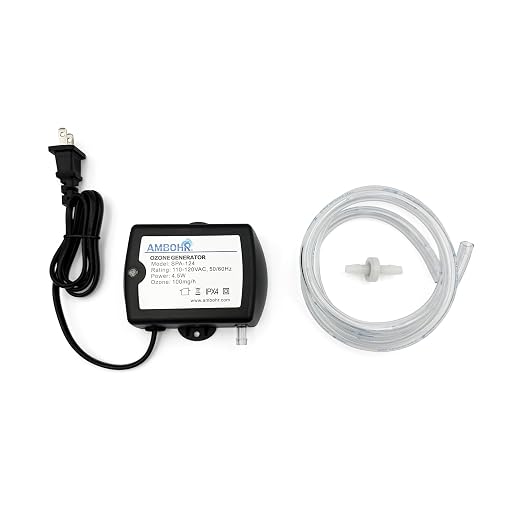 Cold Plunge Ozone Generator Ambohr SPA-124, 100mg/h Efficient Output Ozone Machine, Ozone Generator with Check Valve & PVC Hose for Cold Plunge, Ice Bath and Hot Tub