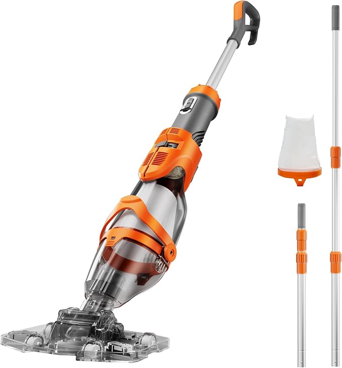 (2026 Upgraded) COWSAR Cordless Pool Vacuum, 19.5 GPM/50kPa Dual Modes Powerful Suction, 13.4" Wider Head & 70.9" Telescopic Pole, 1H Runtime