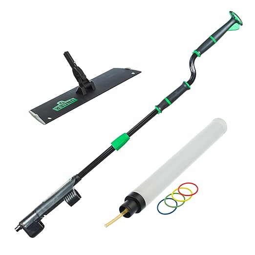 Unger Commercial Excella 18" Offset Starter Cleaning Kit - Ergonomic Floor Mop with Height Adjustable Pole and Refillable Dispensing Bottle - EFHC1