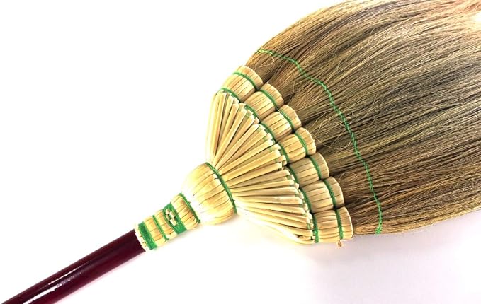 Natural Grass Broom 24" Vintage Retro Made in Thailand, Handmade Broom, Housewarming Gift, Witch Broom, Thai Broom, Bamboo Stick Handle, Kong Grass Broom, Durable Broom for Indoor & Outdoor