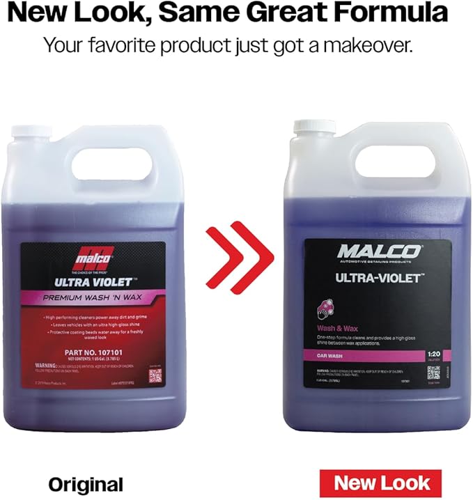 Malco Ultra Violet Premium Wash'n Wax – Best 2-In-1 Car Wash and Wax/Cleans and Provides A Durable, High-Gloss Shine in One Fast and Easy Step / 1 Gallon (107101)