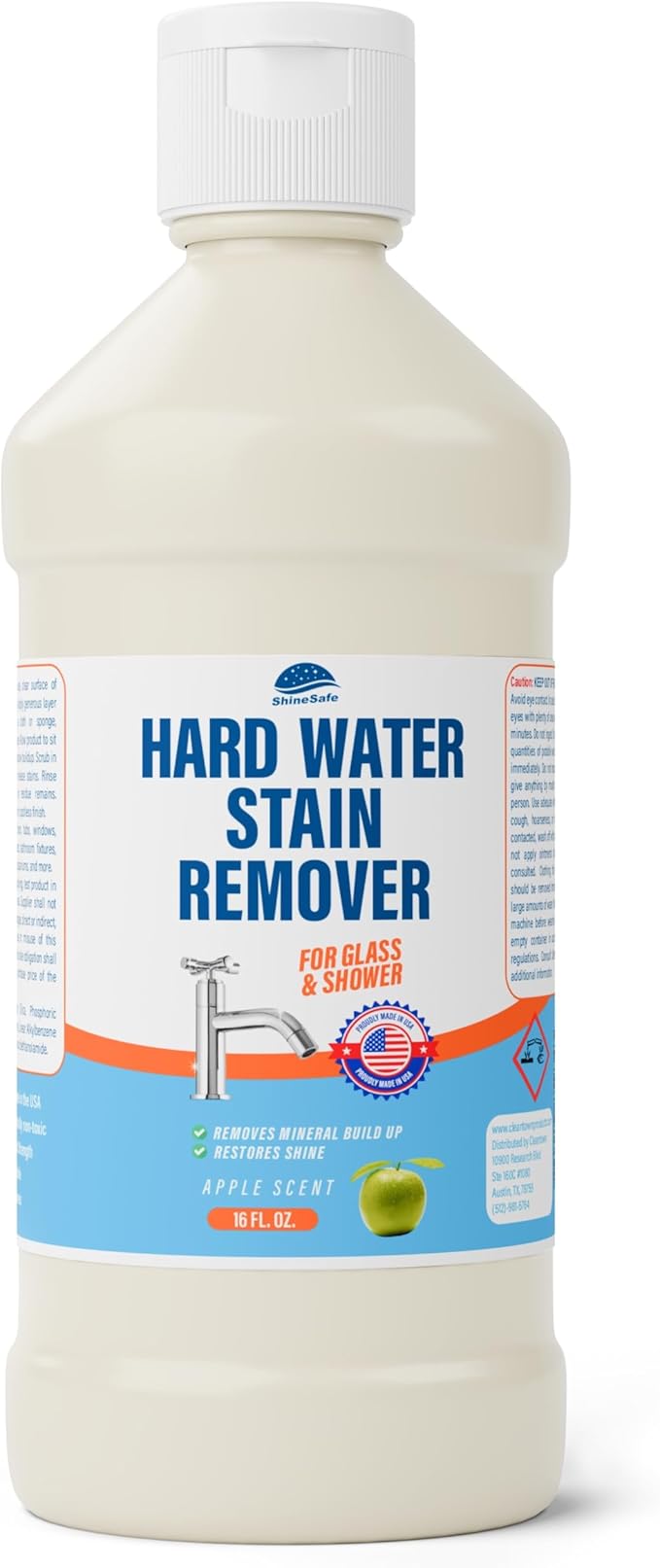 ShineSafe Hard Water Stain Remover – Professional-Grade Calcium Lime Rust Cleaner for Glass, Shower, Tub, Sink – Bleach-Free – 16 Fl Oz