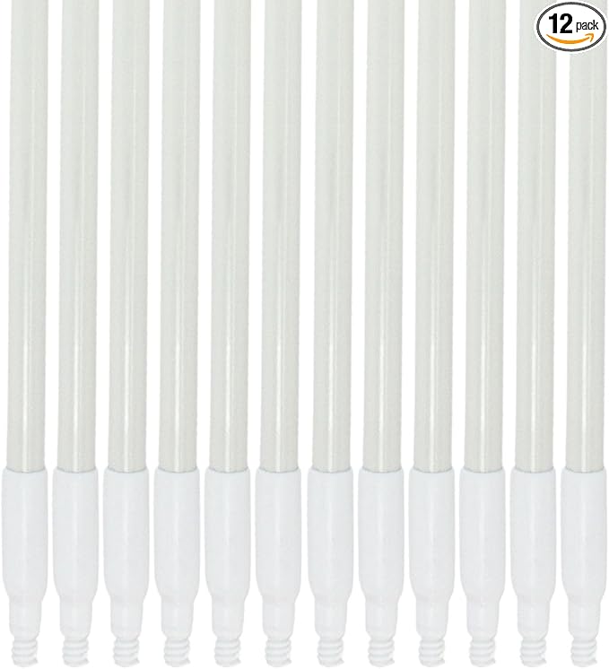 SPARTA Fiberglass Broomstick Replacement Broom Handle with Acme Threaded Tip for Industrial Cleaning Tools, Fiberglass, 60 Inches, White, (Pack of 12)