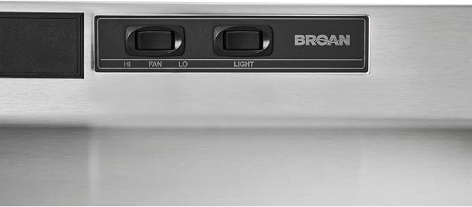 Broan-NuTone F403604 Exhaust Fan for Under Cabinet Two-Speed Four-Way Convertible Range Hood Insert with Light, 36-Inch, Stainless Steel