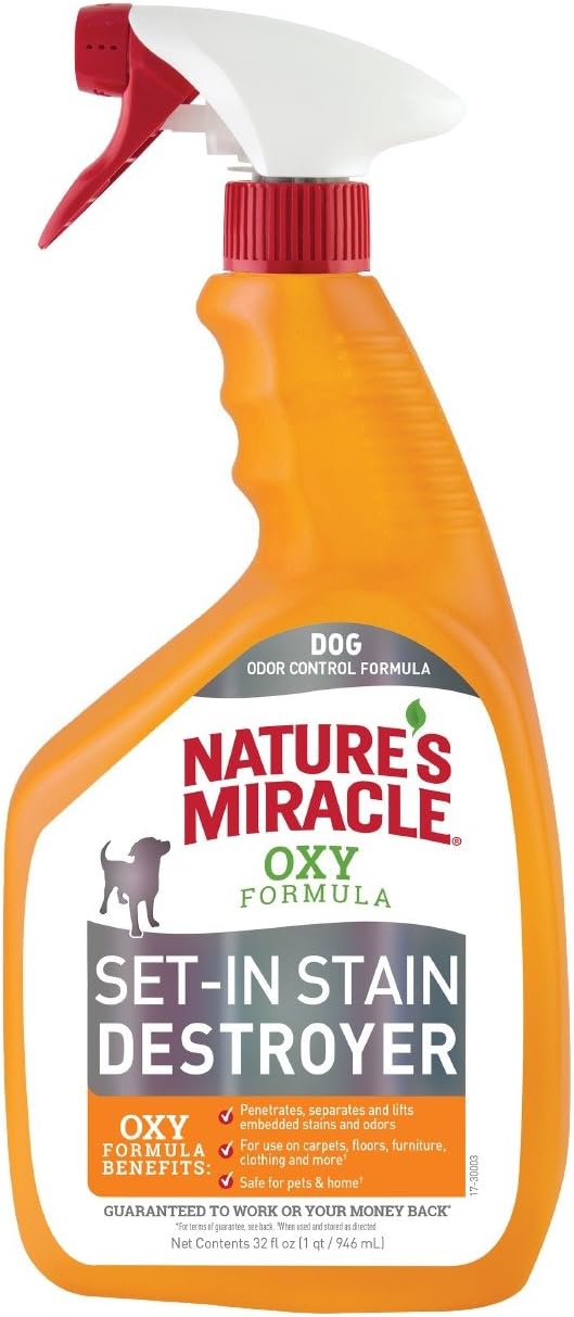 Nature’s Miracle Set-In Stain Destroyer Dog, 32 Ounces, Oxy Formula With Orange Scent