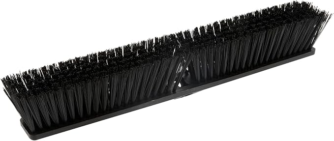 Restaurantware-BROOM HEAD ONLY: Clean Tek Professional 23.62-Inch Push Broom Head, 1 Heavy-Duty Cleaning Tool - Handle Sold Separately, Fine Flagged Bristles, Black Plastic, Outdoor Use