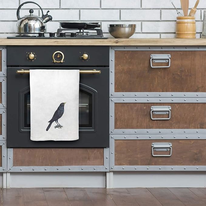 Style In Print Custom Decor Flour Kitchen Towels Crow Vintage Look B Animals Birds Animals Birds Cleaning Supplies Dish Towels Personalized Text Here