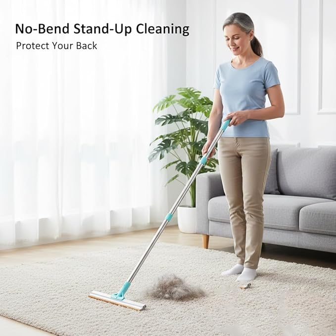 Carpet Rake for Pet Hair Removal 3-Section Dog Hair Remover Broom for Couch, Rug Fluffer for Matted Carpet, Reusable Tool for Furniture, Stairs & Car Interiors