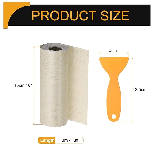 HARFINGTON Wood Grain Repair Tape 6 Inch x 33ft Self Adhesive Repair Patch Tape Simulated Wooden Floor Tapes with Plastic Scraper for Tables Doors Windows Furniture, White Oak