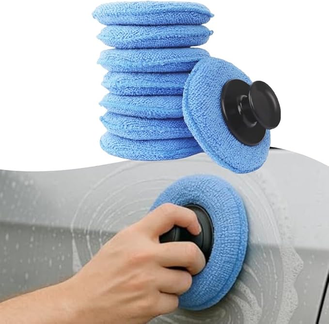 Microfiber Applicator Set for Cars 7PCS with Handle for Scratch Waxing and Polishing