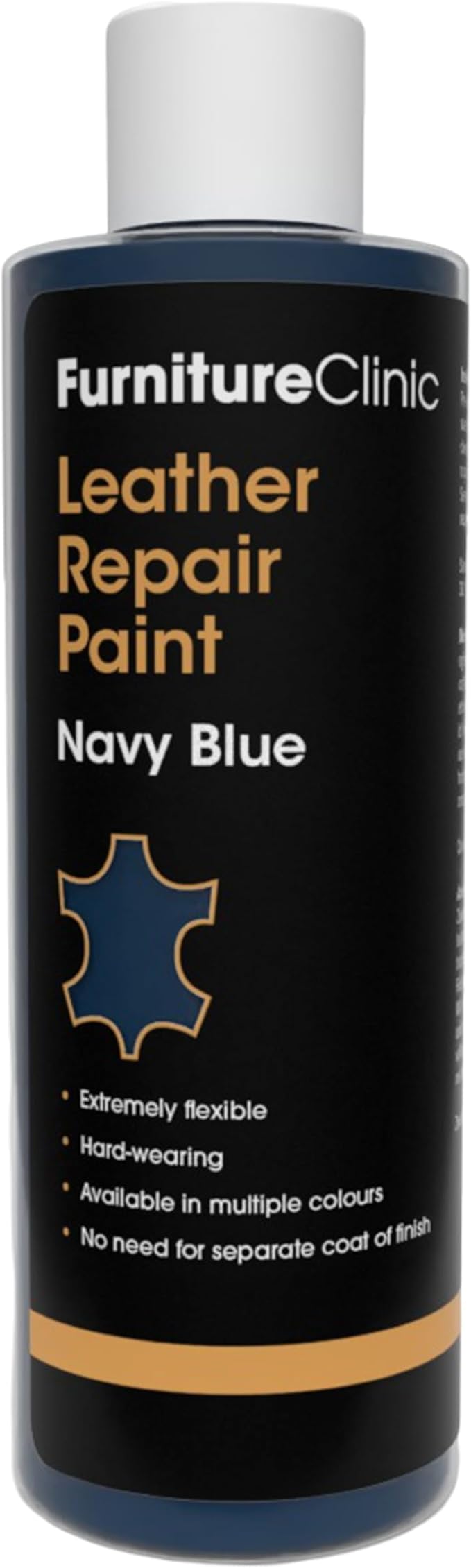 Furniture Clinic Leather Repair Paint | 2-in-1 Seal and Color | Use on Scratches, Tears, and Holes in Car Seats, Furniture | Quick and Easy Leather Repair Kit for Furniture (Navy Blue, 250ml / 8.5oz)