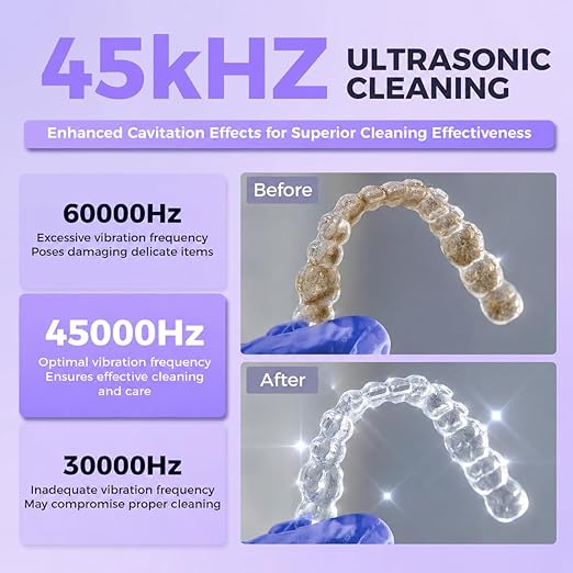 Ultrasonic Retainer Cleaner Machine, 45kHz Rechargeable Retainer Cleaner with 4 UV Lights, 200ML,Ultrasonic Cleaner for Retainers, Aligners, Mouth Guards, Night Guards & Dentures