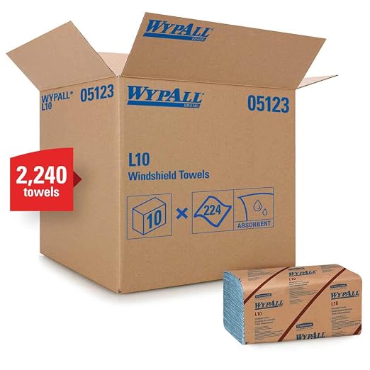 WYPALL 05123 L10 Banded Windshield Towels, 1-ply Paper, Blue, 9.1 x 10.25 in. (224 Towels/Pack, 10 Packs/case)