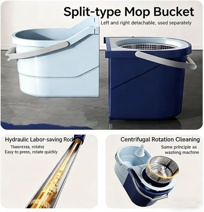 Spin Mop & Bucket System with 4 Washable Microfiber Mop Pads – Ideal Hardwood Floor Mop with Bucket for All Hard Surface Cleaning