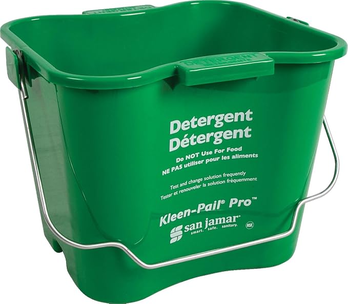 San Jamar Kleen-Pail Pro Detergent Pail Cleaning Bucket with Bail Handle for Cleaning, Kitchens, Restaurants, And Janitorial Use, Plastic, 6 Quarts, Green, (Pack of 12)