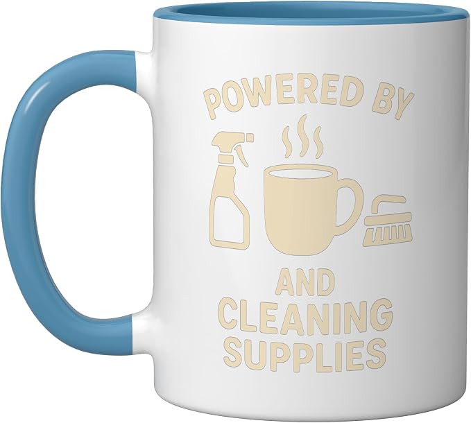 Coffee & Cleaning Supplies Daily Fuel Ceramic Mug, Blue/White