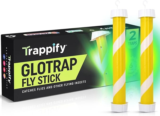 Glow-in-The-Dark Flies Stick by Trappify: Indoor & Outdoor Flying Insect Trap | Water-Resistant Sticky Traps for Fruit Fly Traps for Indoors and Fly Trap Indoor (2 Pack)