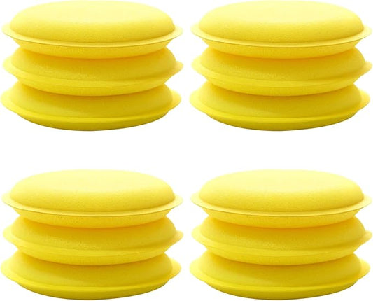 12 Pack Car Wax Applicator Foam Pads Round Shape Sponge for Cleaning and Polishing Vehicle