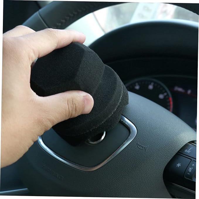 FAVOMOTO 9pcs Wave Pattern Car Waxing Sponge Handy Polishing Tool for Vehicle Wax Cleaning Detailing for Seats Dashboard Bumpers Black