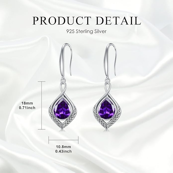 PELOVNY Celtic Knot Filigree Earrings for Women 925 Sterling Silver Moss Agate/Birthstone Infinity Earrings Birthday Christmas Jewelry Gifts for Mom Daughter Wife Sister