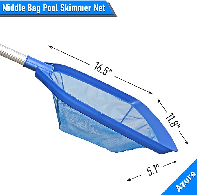 Poolvio Pool Skimmer Net with Telescopic Pole and Pool Brush